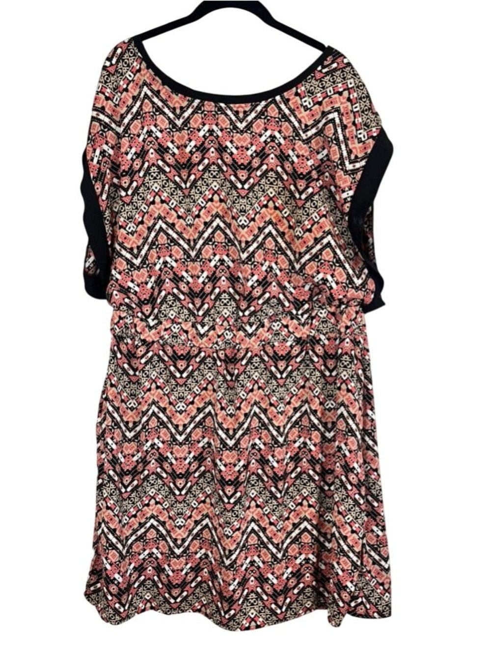 Colorful Western Dress 1X Black Boho Indie‎ Folk Aztec Southwest Hippie Chic 80s